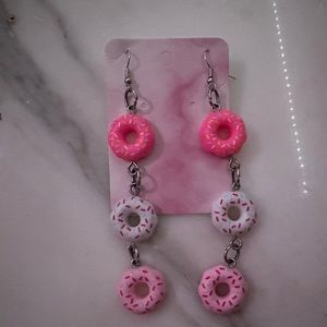 Beautiful Wednesdays we were pink, doughnut, dessert, dangled earrings handmade)